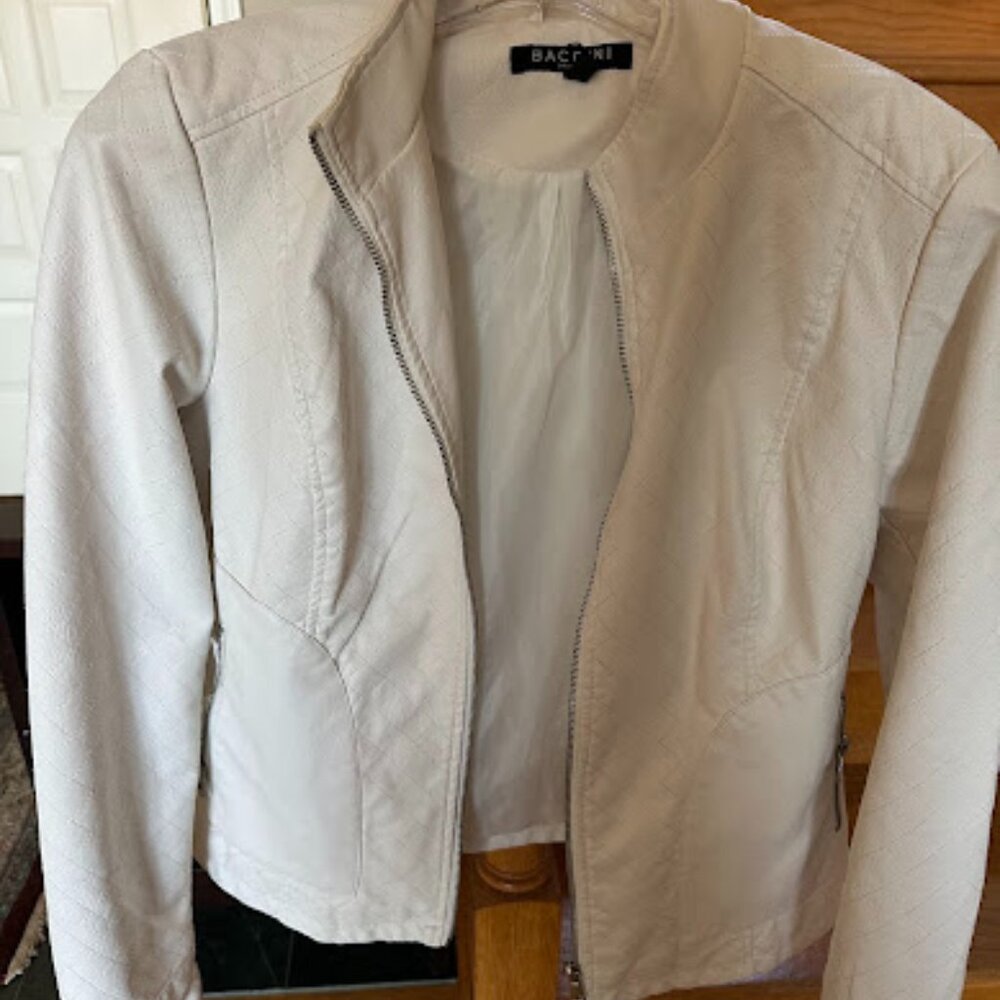 White Faux-leather look jacket   sz M